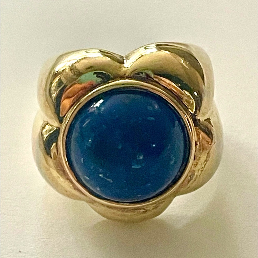 LE MONDE LE BIJOUX Lapis Lazuli stone in 925 sterling flower setting, sz8, 12.8g - Picture 10 of 13